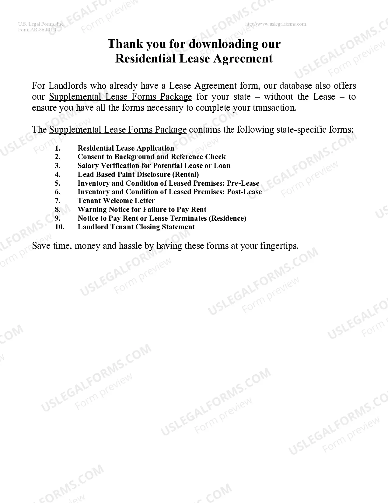 Preview Residential Lease or Rental Agreement for Month to Month