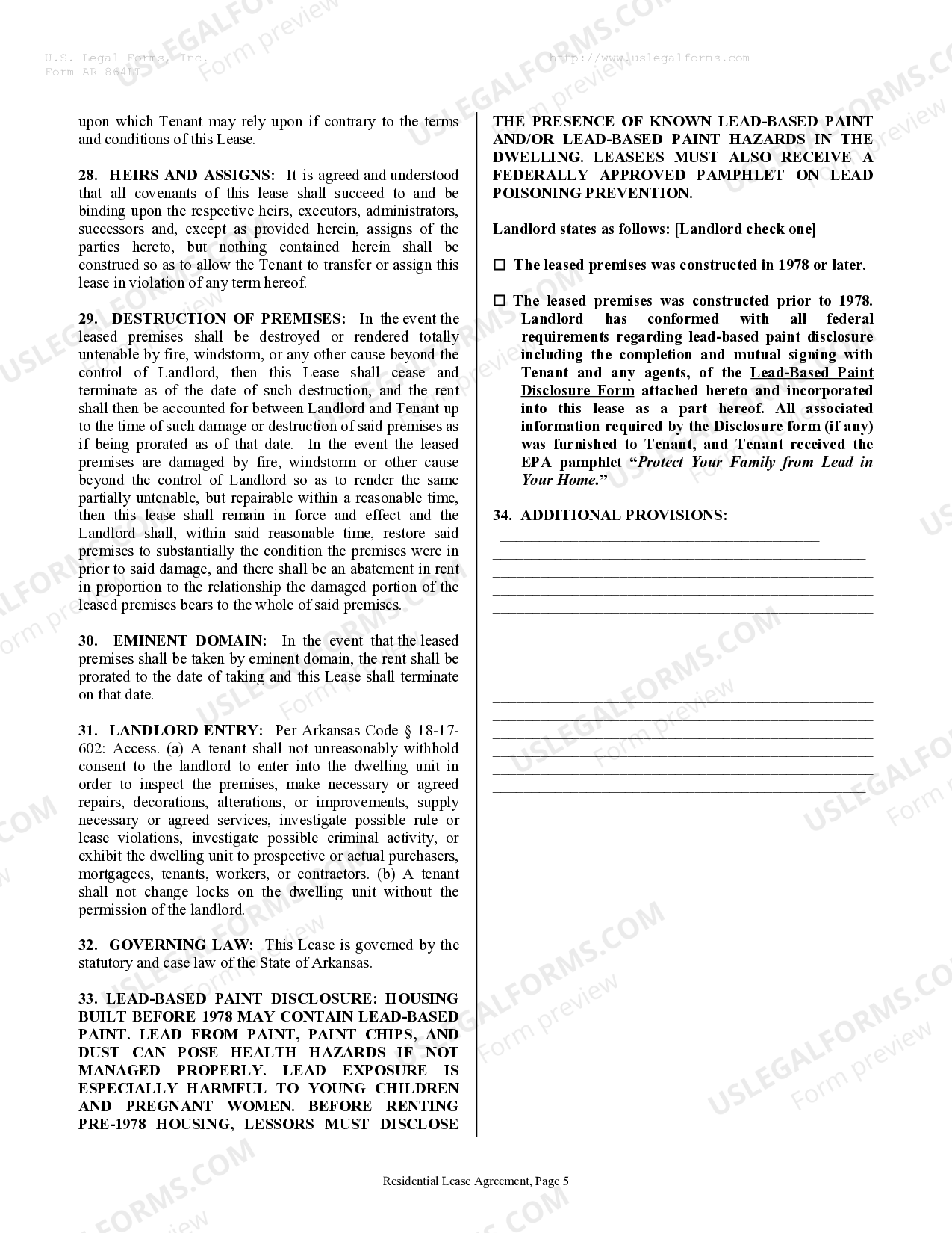 Arkansas Lease Exemption Form US Legal Forms