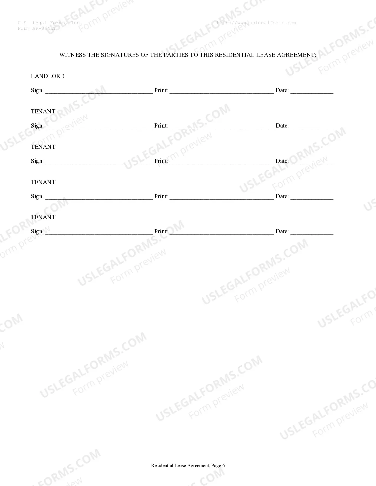 Preview Residential Rental Lease Agreement
