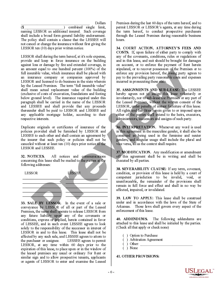 Preview Commercial Building or Space Lease