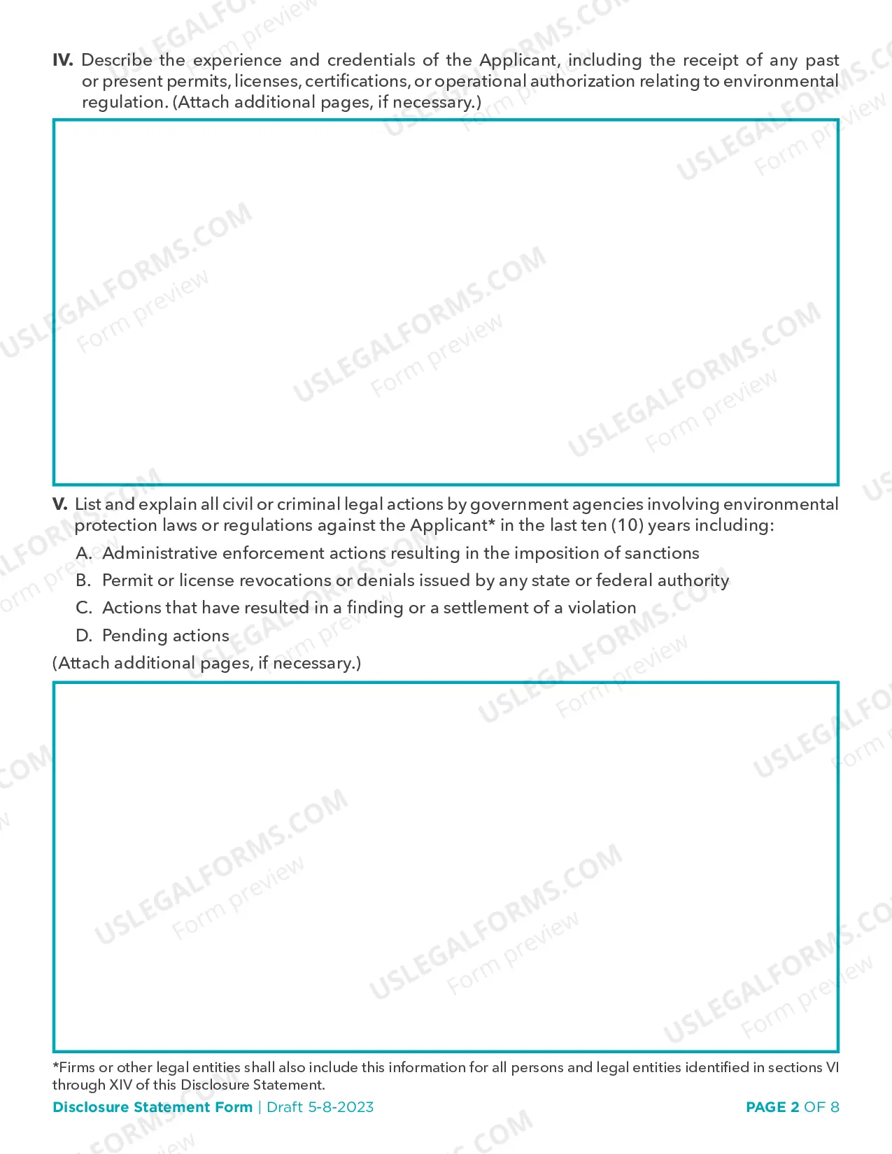 Preview ADEQ Disclosure Statement