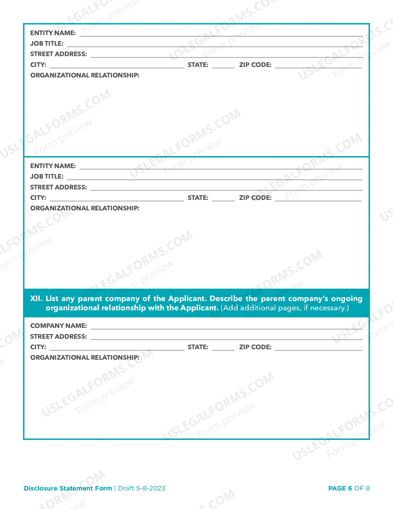 Preview ADEQ Disclosure Statement
