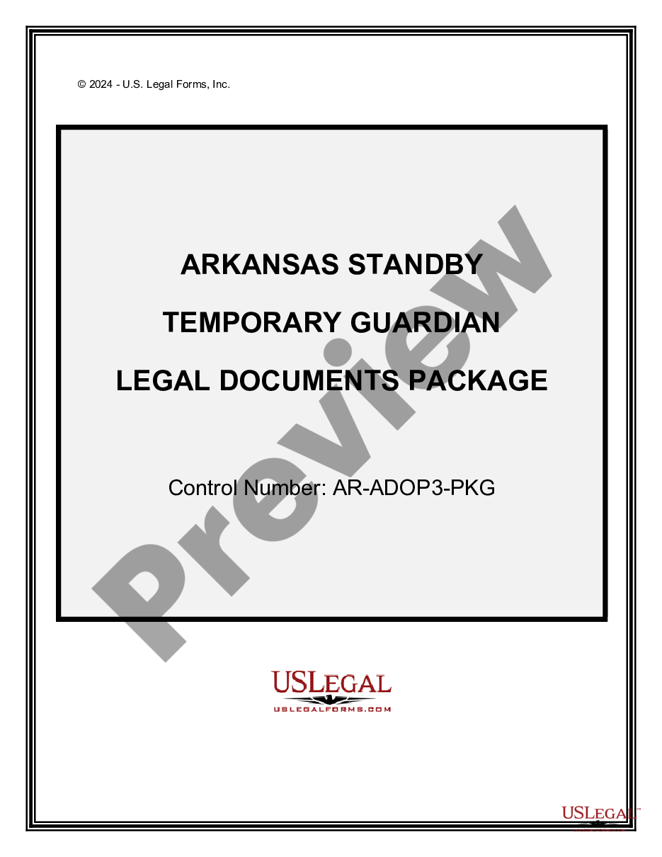 Arkansas Standby Temporary Guardian Legal Documents Package Temporary