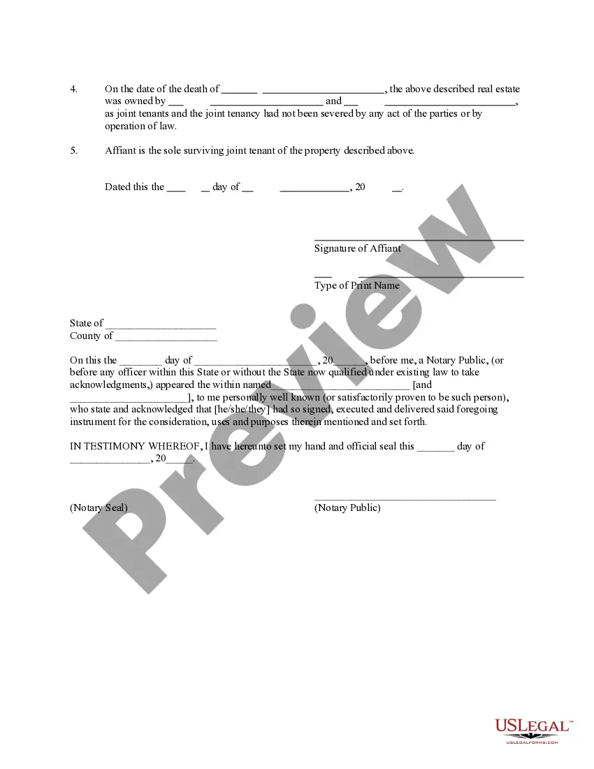 Preview Affidavit of Death of Joint Tenant