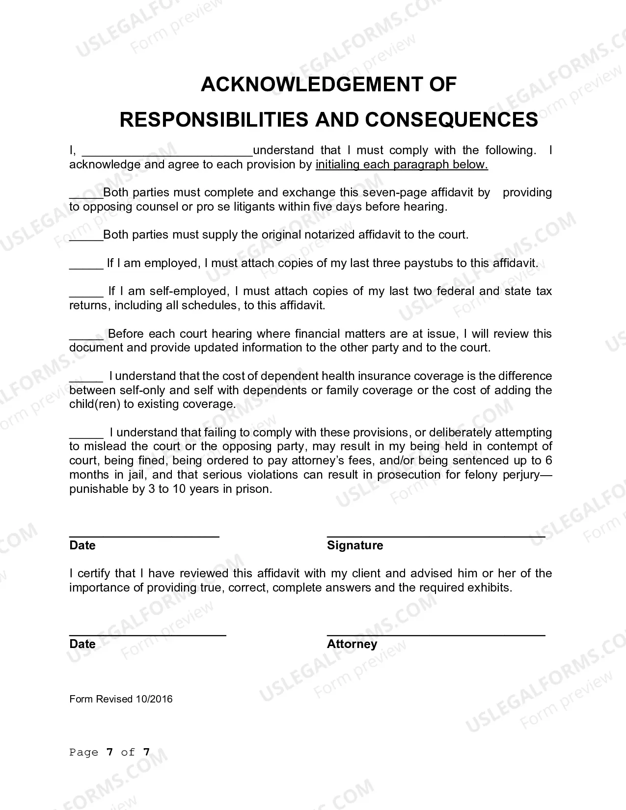 Preview NEW Affidavit of Financial Means (effective October 10, 2016)