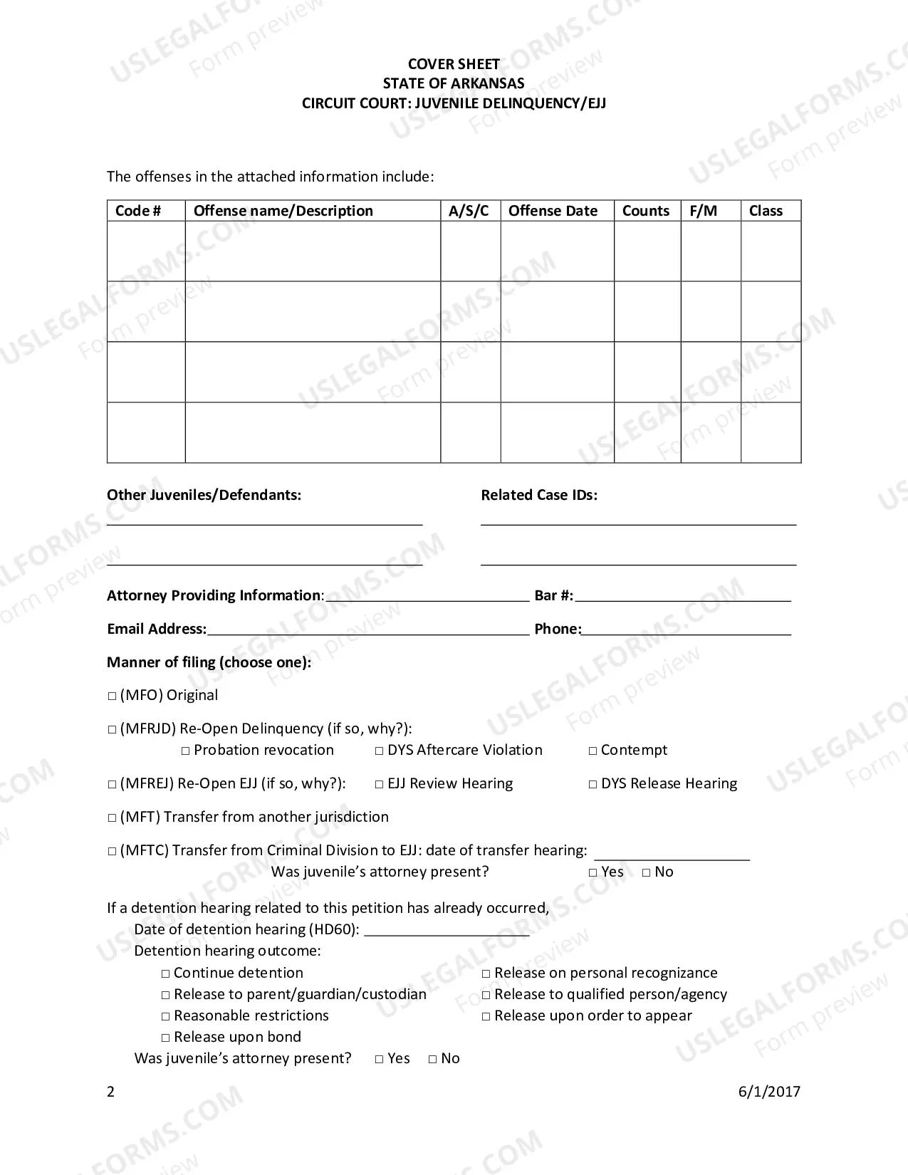 Preview Juvenile Cover - Page 2 - Additional Charges