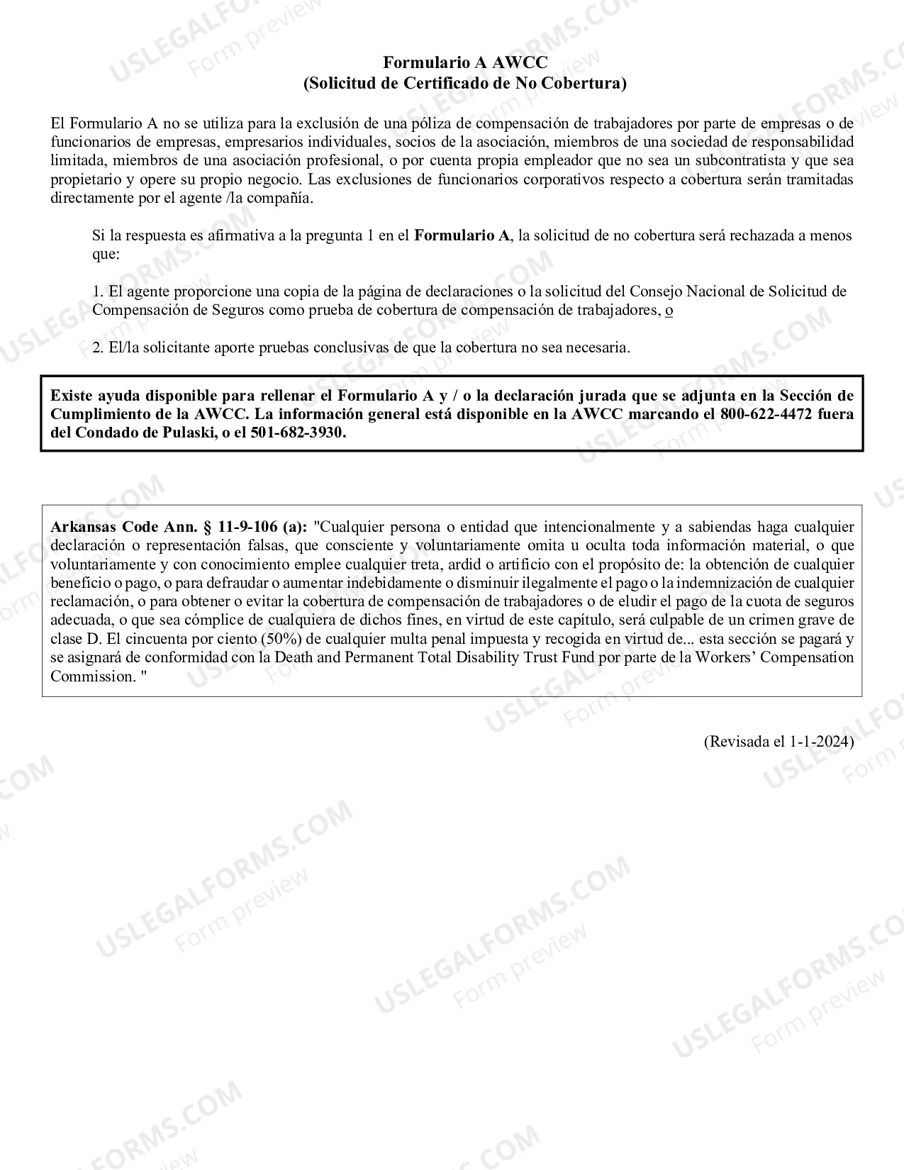 Preview Application for Certificate of Non-Coverage (2-Sided) Required Notary Statement