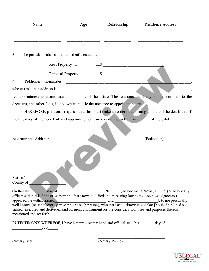 Arkansas Petition for Appointment of Administrator | US Legal Forms