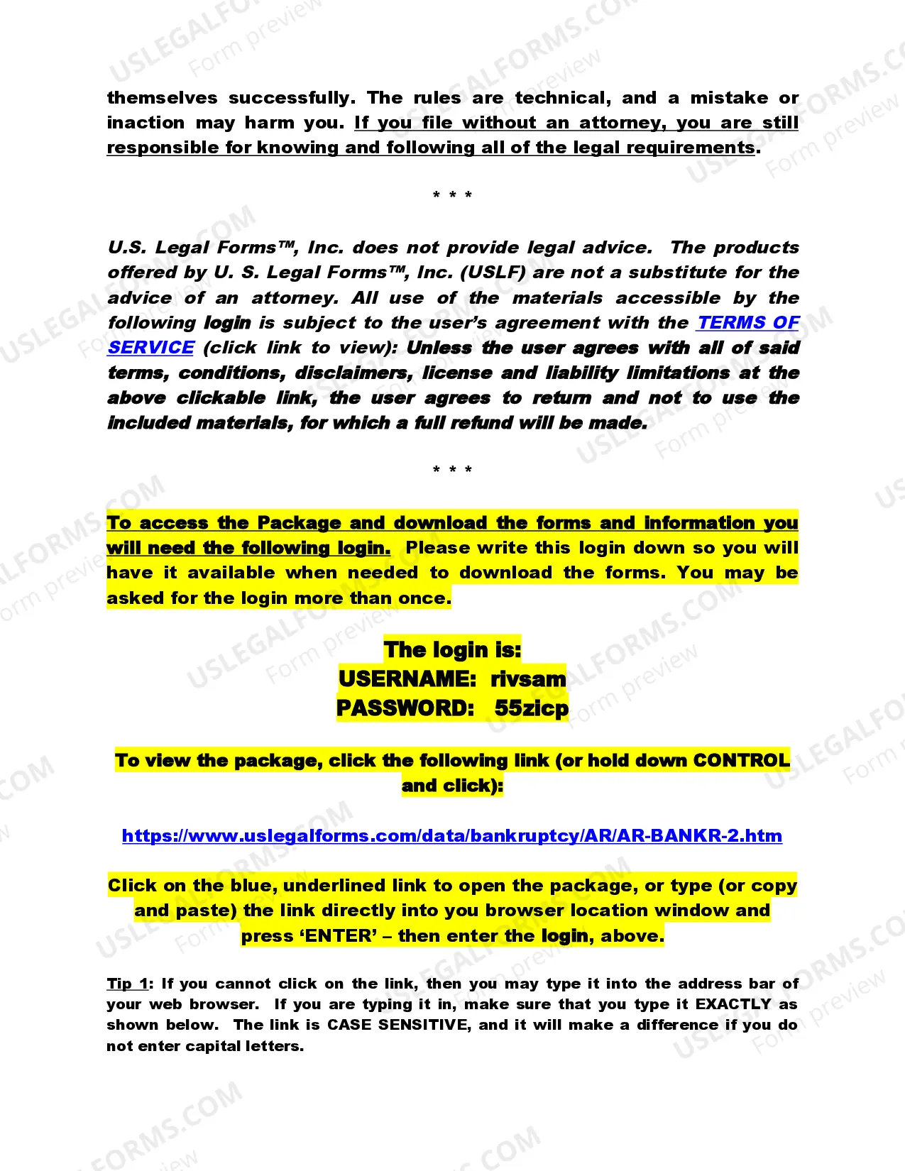 Preview Arkansas Western District Bankruptcy Guide and Forms Package for Chapters 7 or 13