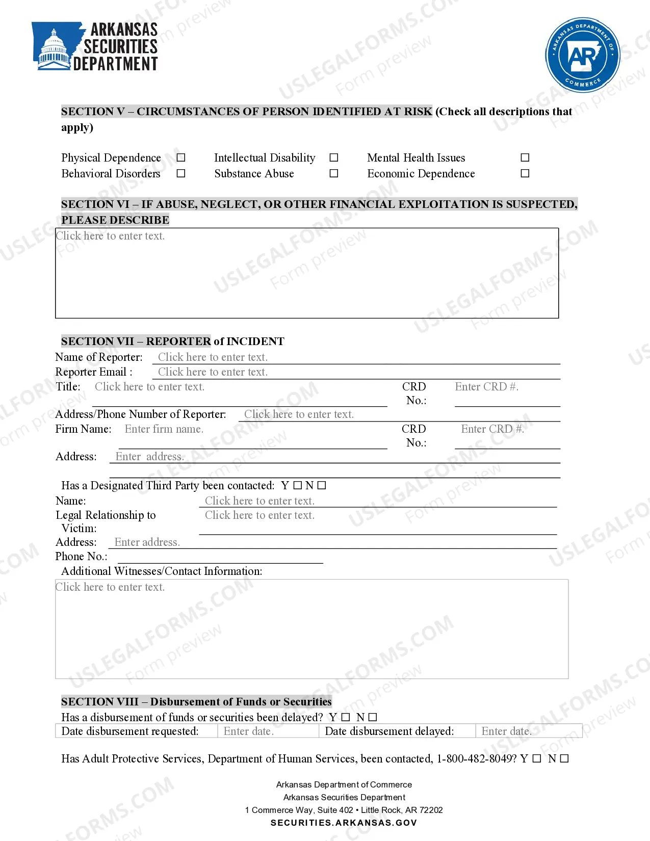 Preview Report of Suspected Financial Exploitation of Vulnerable Adult