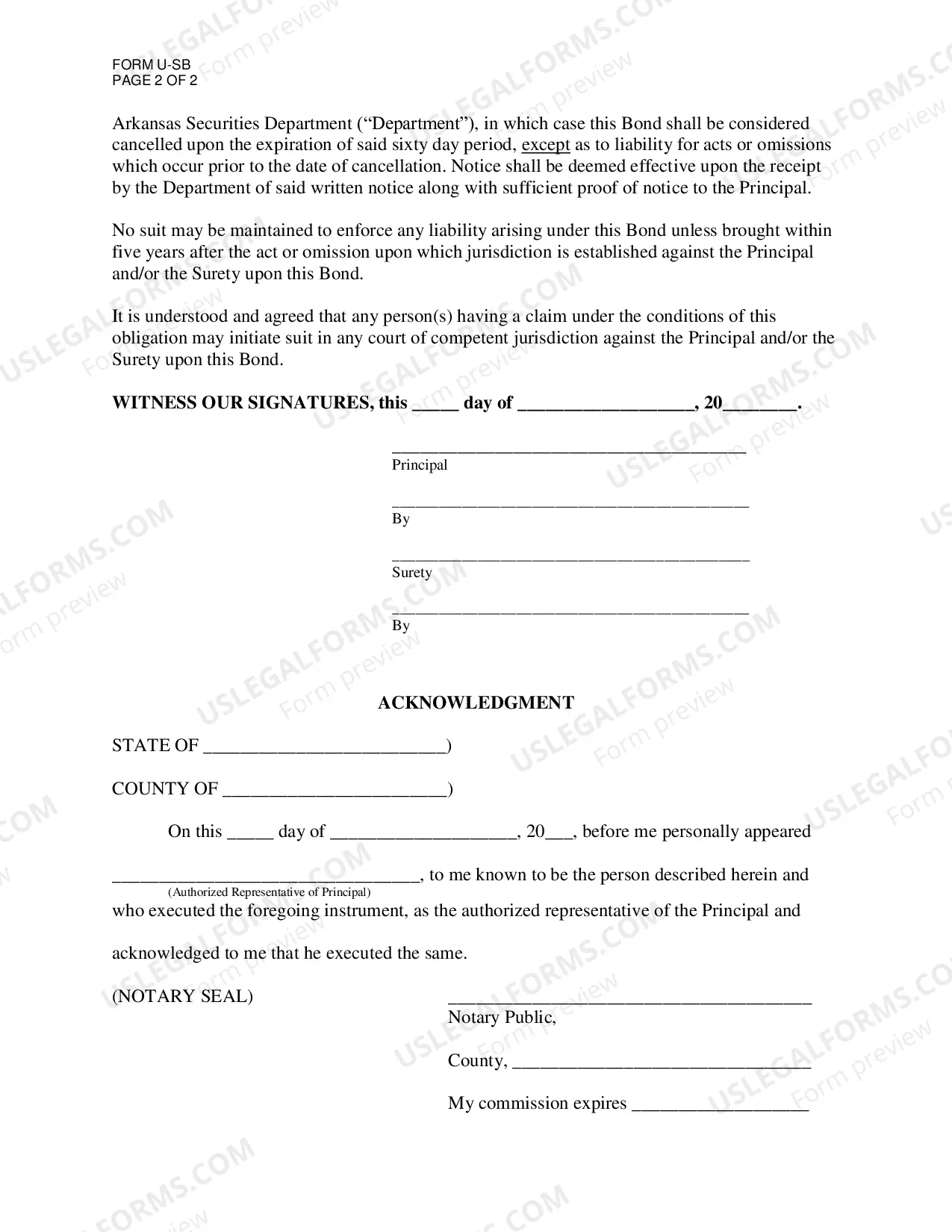 Preview Uniform Surety Bond