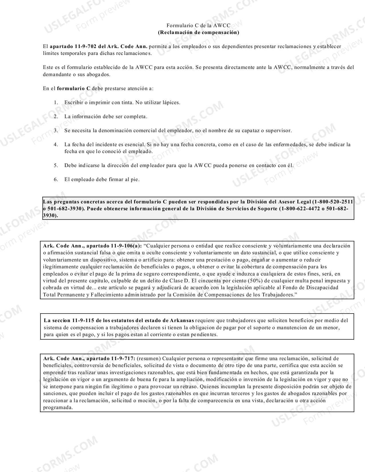 Preview Claim for Compensation (Spanidh_