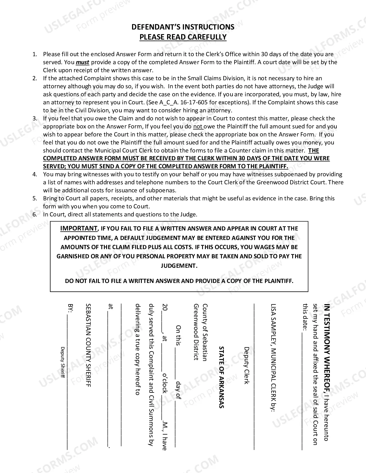 Preview Complaint and Civil Summons