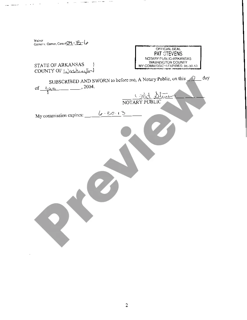 Preview A05 Waiver of Process and Entry of Appearance