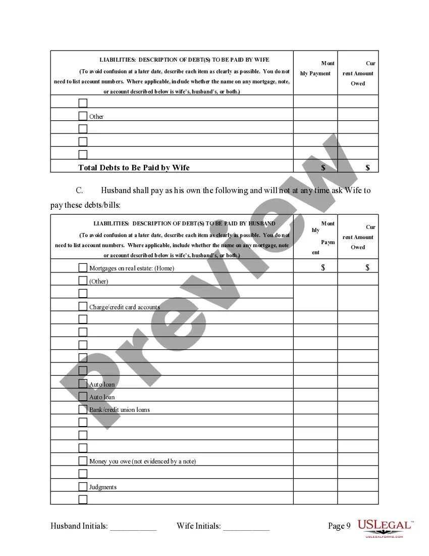Preview Marital Legal Separation and Property Settlement Agreement where Minor Children and Parties May have Joint Property or Debts and Divorce Action Filed