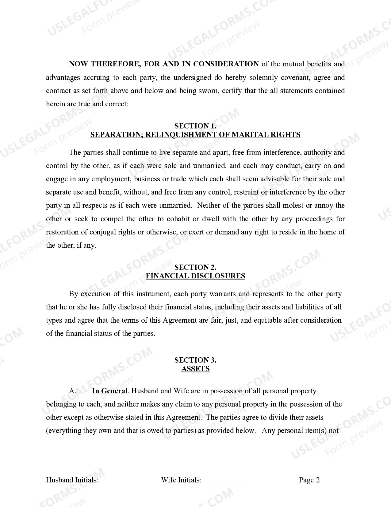 Preview Marital Legal Separation and Property Settlement Agreement Minor Children Parties May have Joint Property or Debts effective Immediately