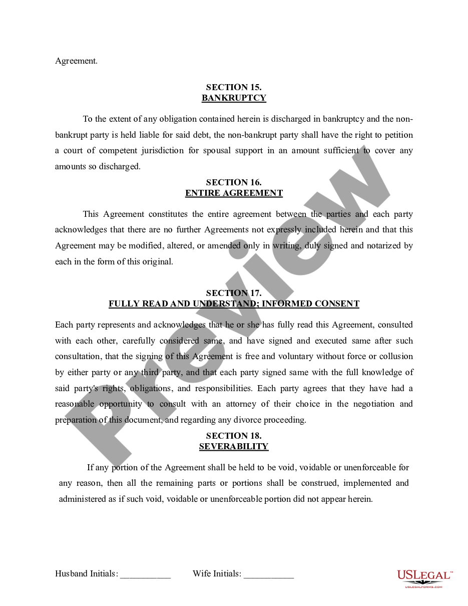 page 9 Marital Legal Separation and Property Settlement Agreement for persons with no Children, No Joint Property or Debts Effective Immediately preview