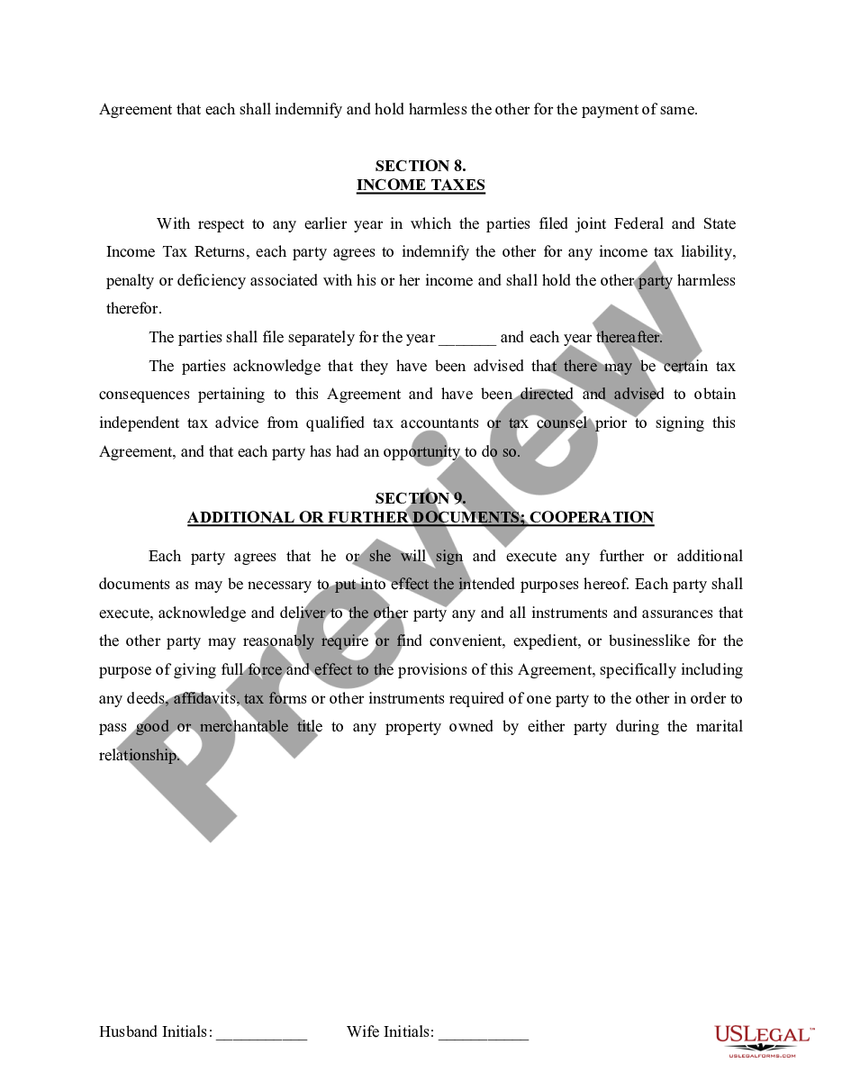 page 6 Marital Legal Separation and Property Settlement Agreement for persons with no Children, No Joint Property or Debts Effective Immediately preview