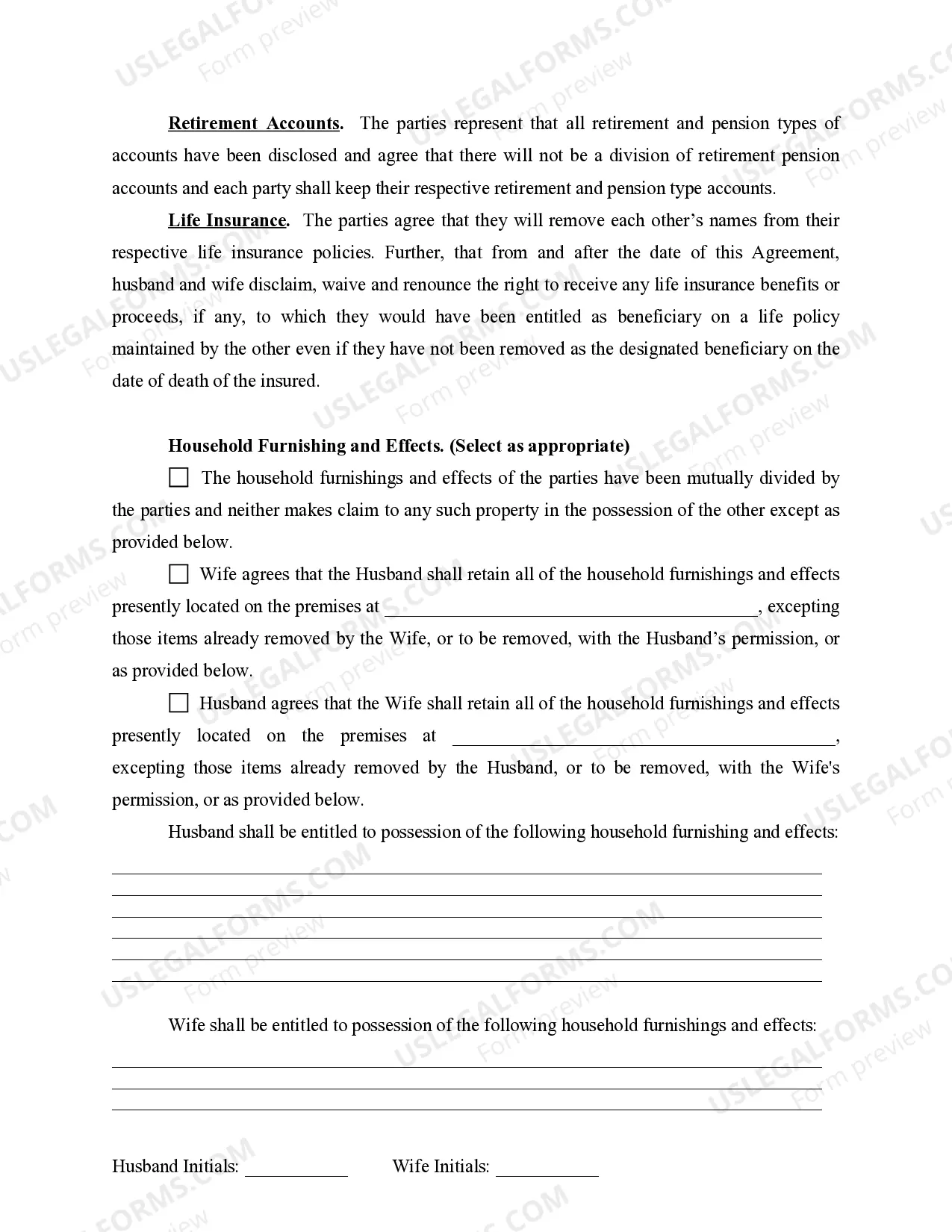 Preview Marital Legal Separation and Property Settlement Agreement for persons with no Children, No Joint Property or Debts Effective Immediately