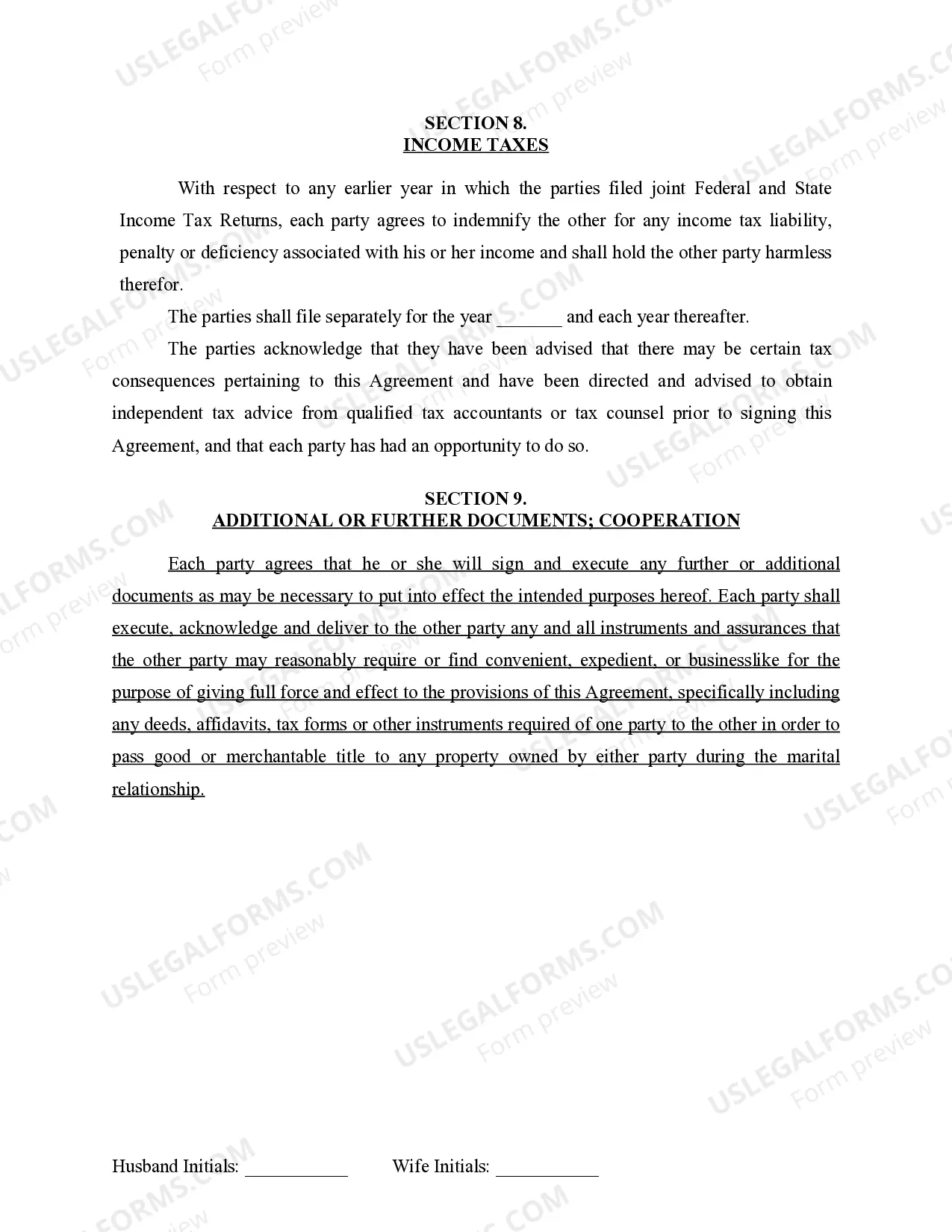 Preview Marital Legal Separation and Property Settlement Agreement for persons with no Children, No Joint Property or Debts Effective Immediately