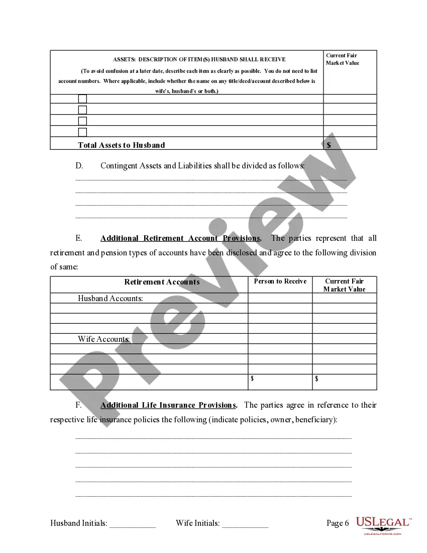 Preview Marital Legal Separation and Property Settlement Agreement no children parties may have Joint Property or Debts effective Immediately
