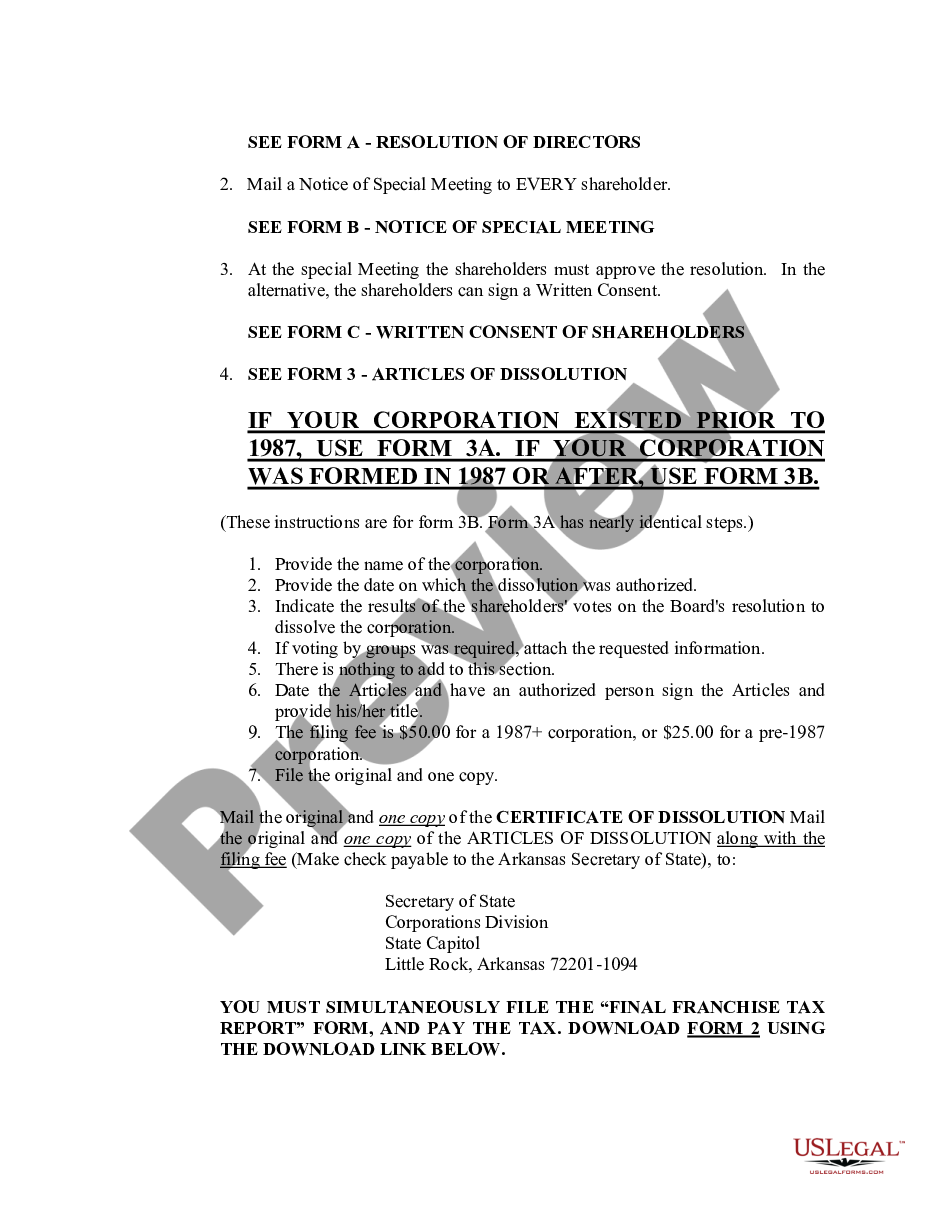 page 6 Arkansas Dissolution Package to Dissolve Corporation preview
