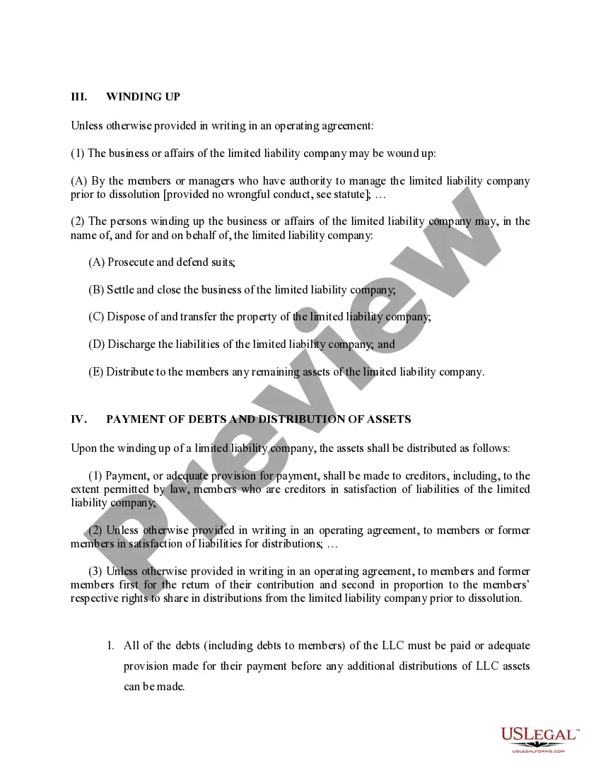 Get Arkansas Dissolution Package to Dissolve Limited Liability Company LLC Preview Arkansas Dissolution Package to Dissolve Limited Liability Company LLC