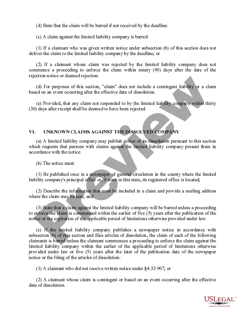 Get Arkansas Dissolution Package to Dissolve Limited Liability Company LLC Preview Arkansas Dissolution Package to Dissolve Limited Liability Company LLC
