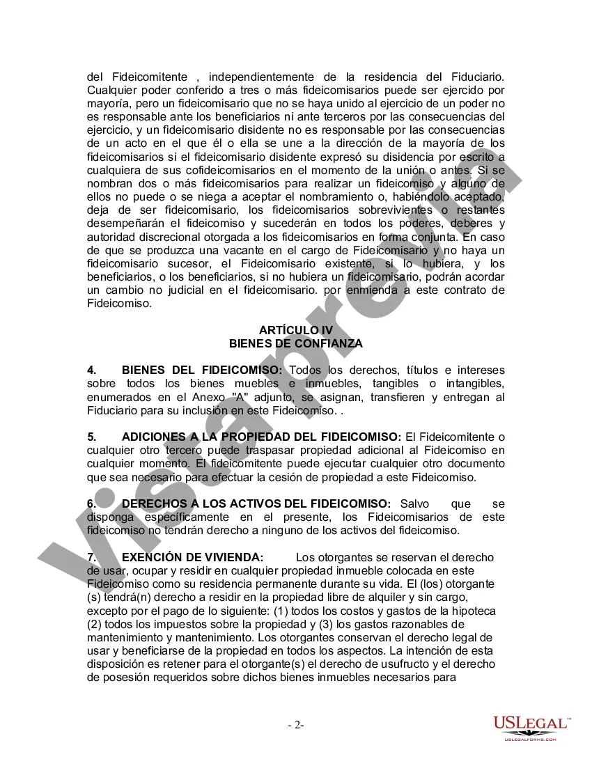 Preview Fideicomiso en vida para esposo y esposa sin hijos