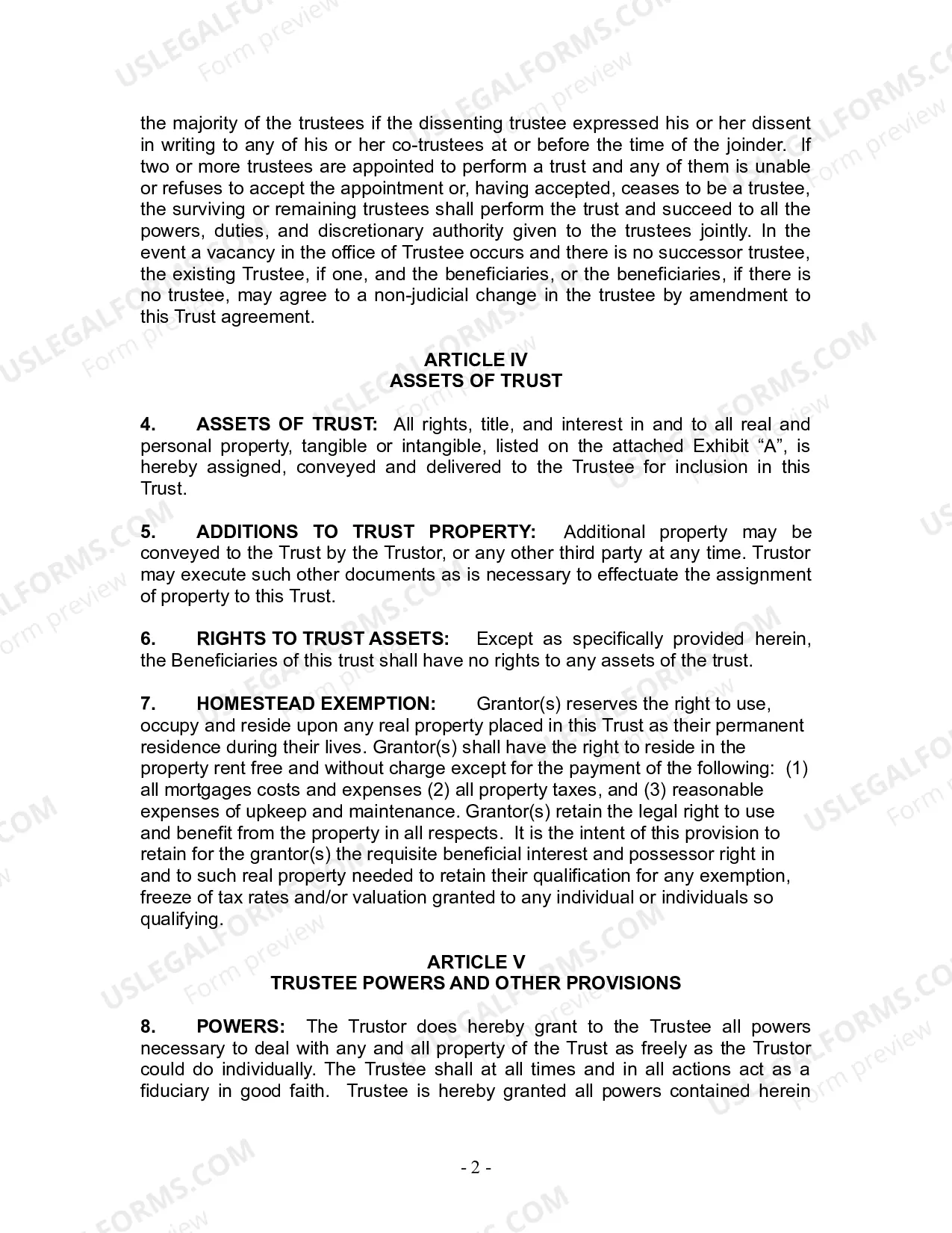 Preview Revocable Living Trust for Husband and Wife with No Children