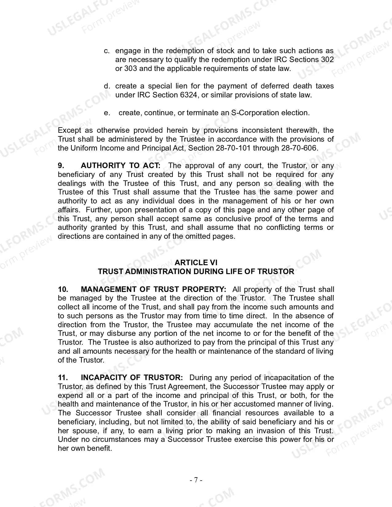 Preview Revocable Living Trust for Husband and Wife with No Children