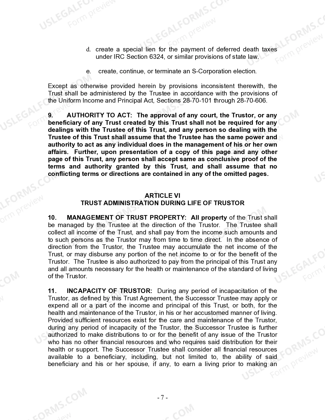 Preview Living Trust for Individual as Single, Divorced or Widow or Widower with No Children