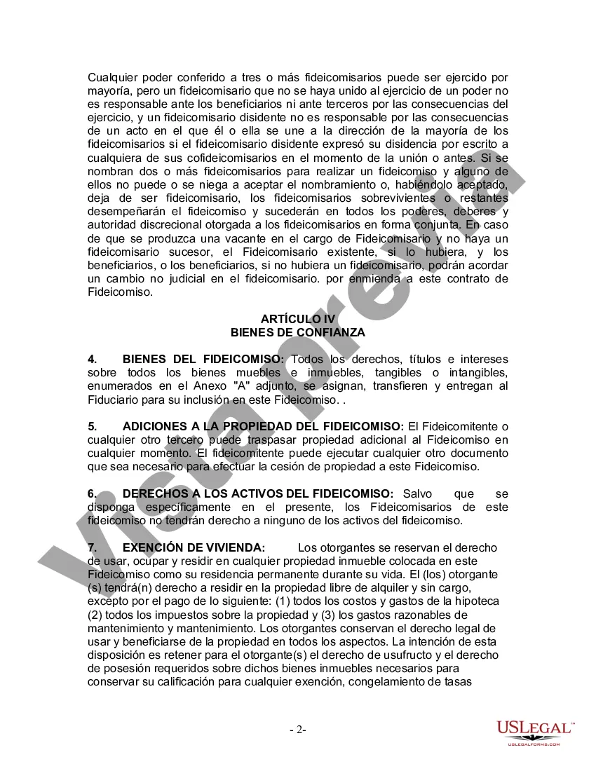 Preview Fideicomiso en Vida para Individuo Soltero, Divorciado o Viudo o Viudo con Hijos
