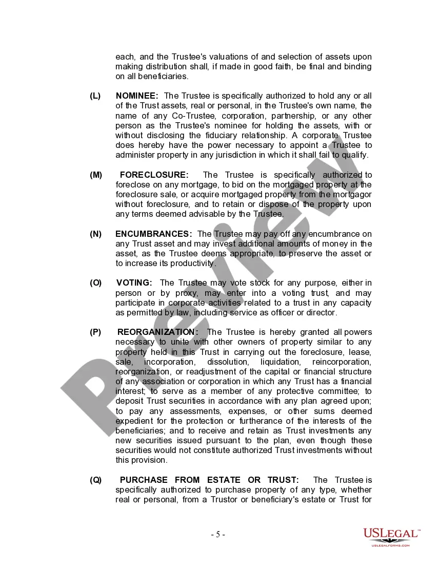 Preview Living Trust for Husband and Wife with Minor and or Adult Children