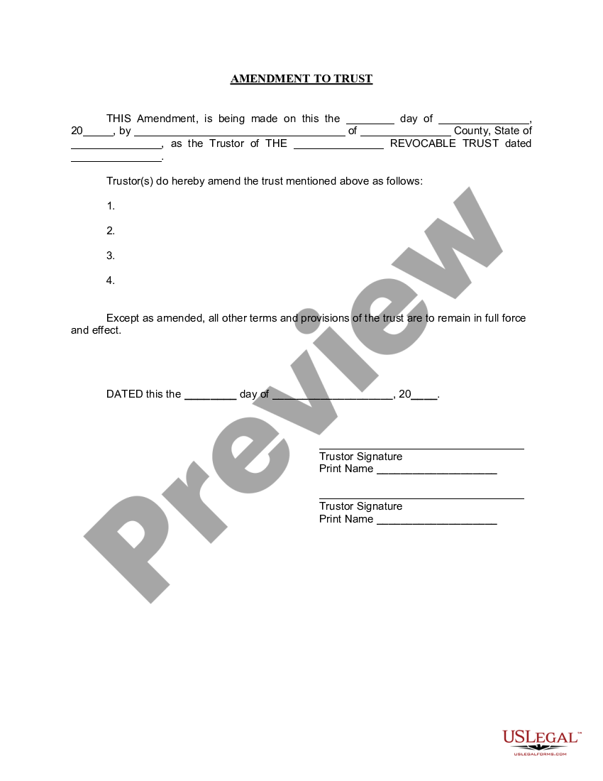 Amendment Living Trust Pdf With Documents US Legal Forms   1 