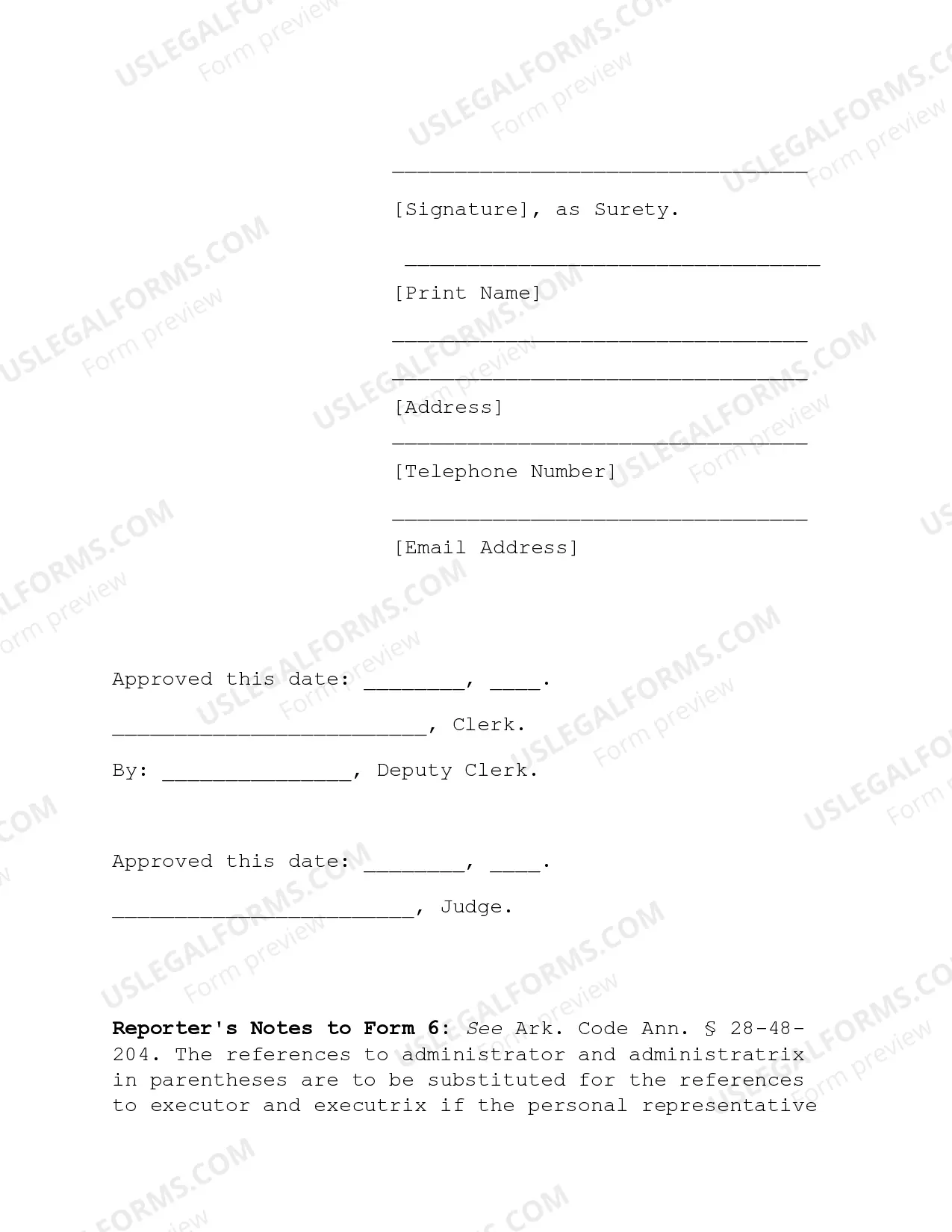 Preview Bond of Personal Representative