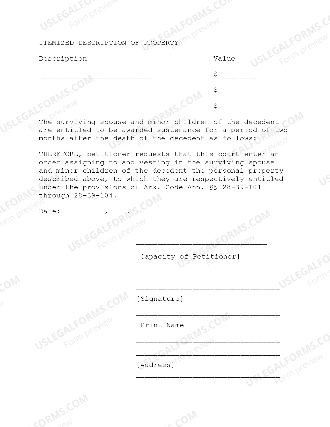 Preview Petition for Award of Statutory Allowances