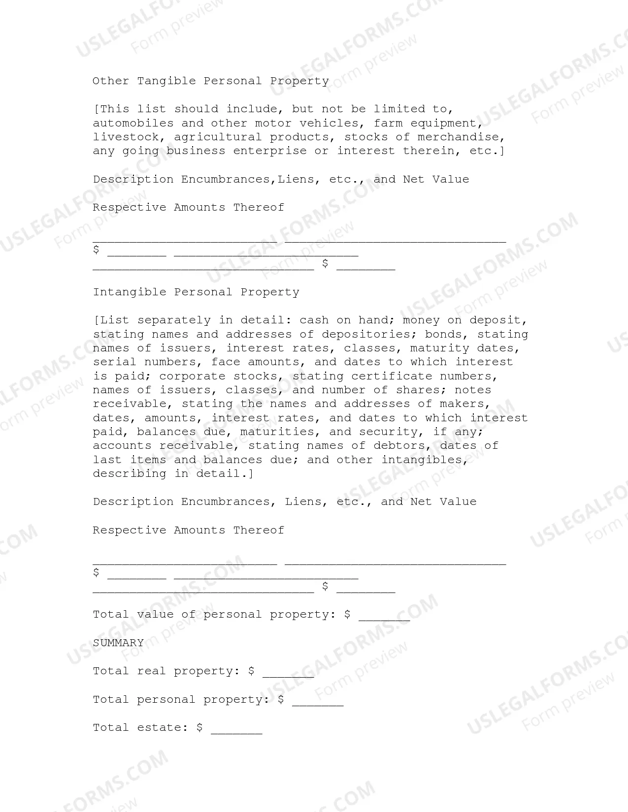 Preview Inventory of Ward's Estate