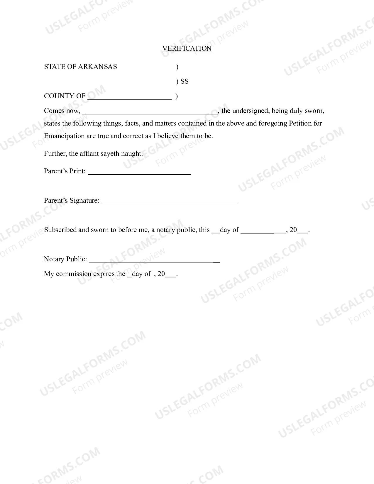 Preview Waiver and Consent to Petition for Emancipation