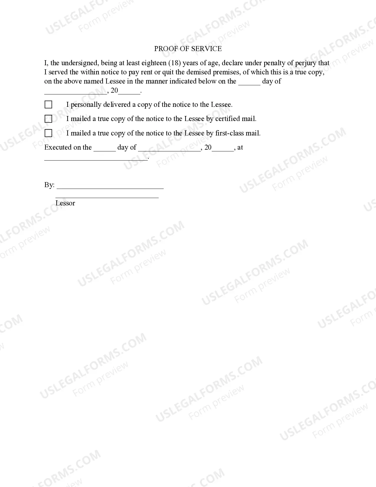 Preview Three (3) Day Notice to Quit for Nonpayment of Rent