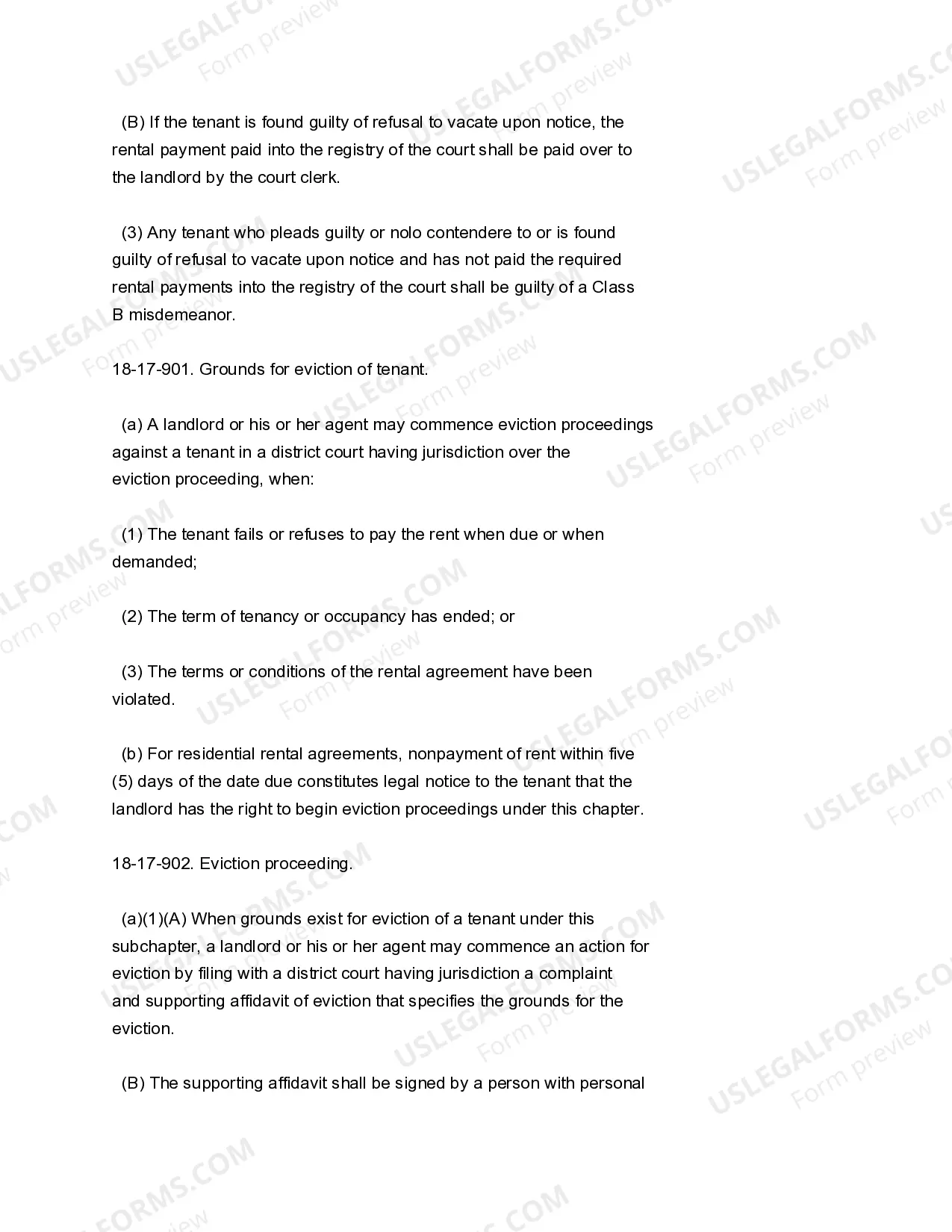 Preview Arkansas Landlord Tenant Eviction / Unlawful Detainer Forms Package