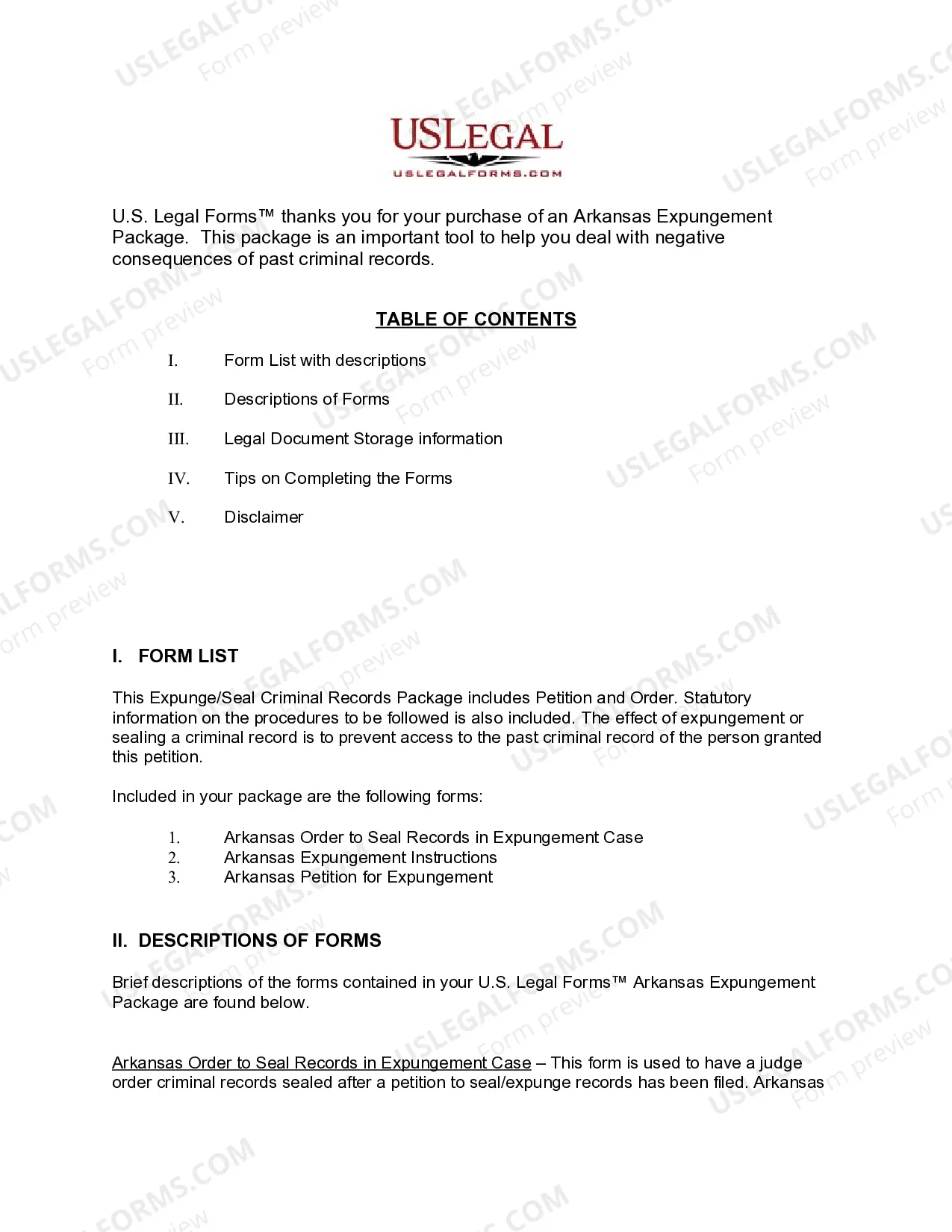 Preview Arkansas Expungement Package