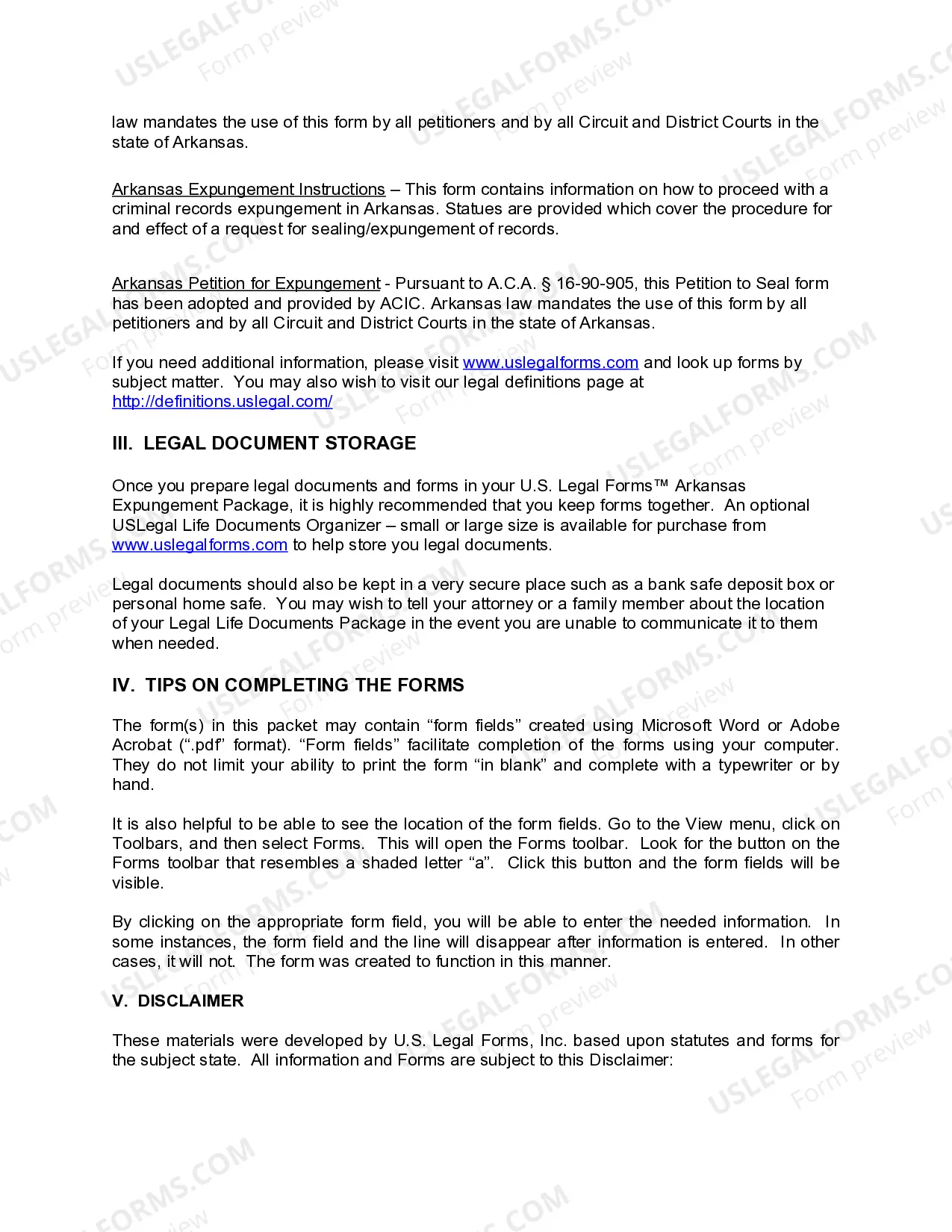 Preview Arkansas Expungement Package