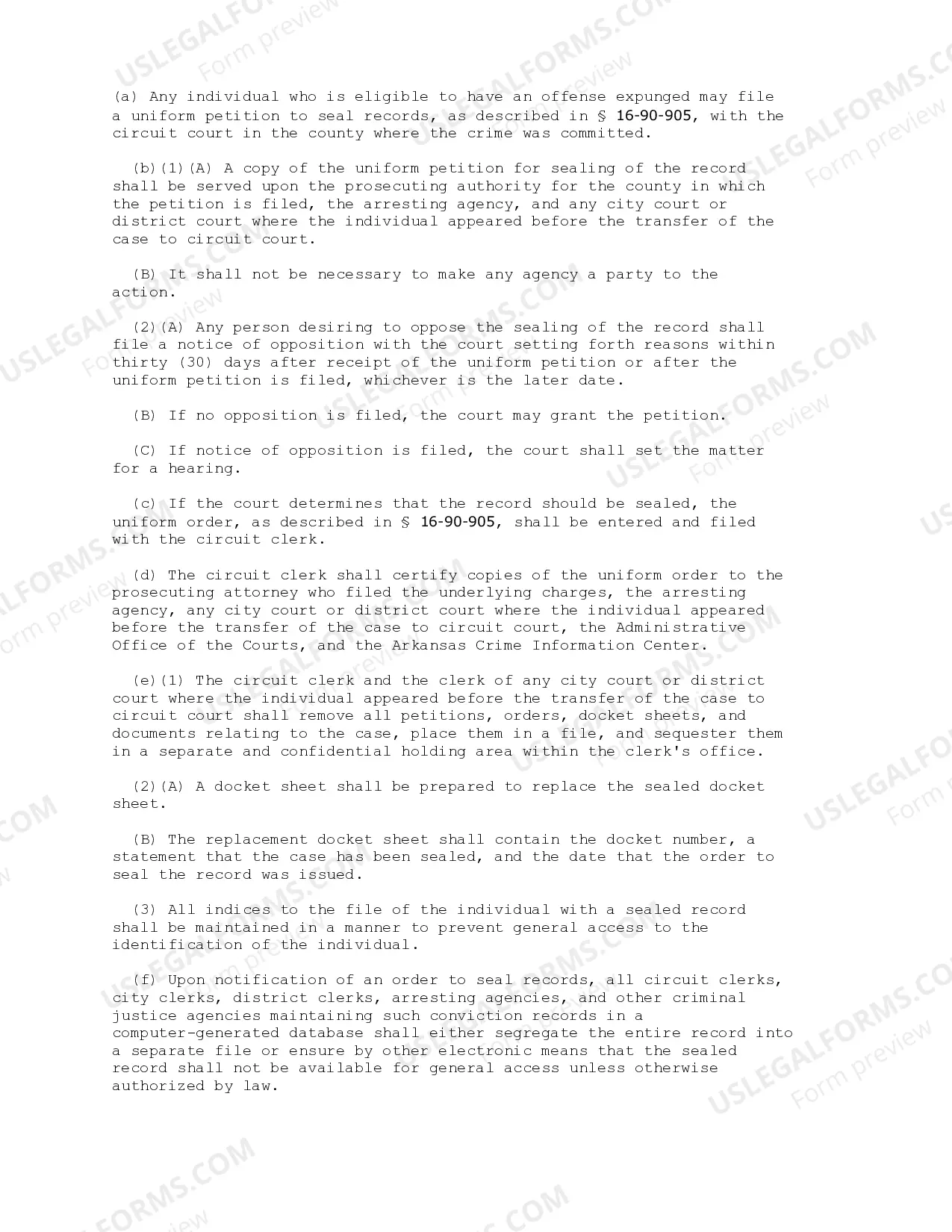 Preview Arkansas Expungement Instructions
