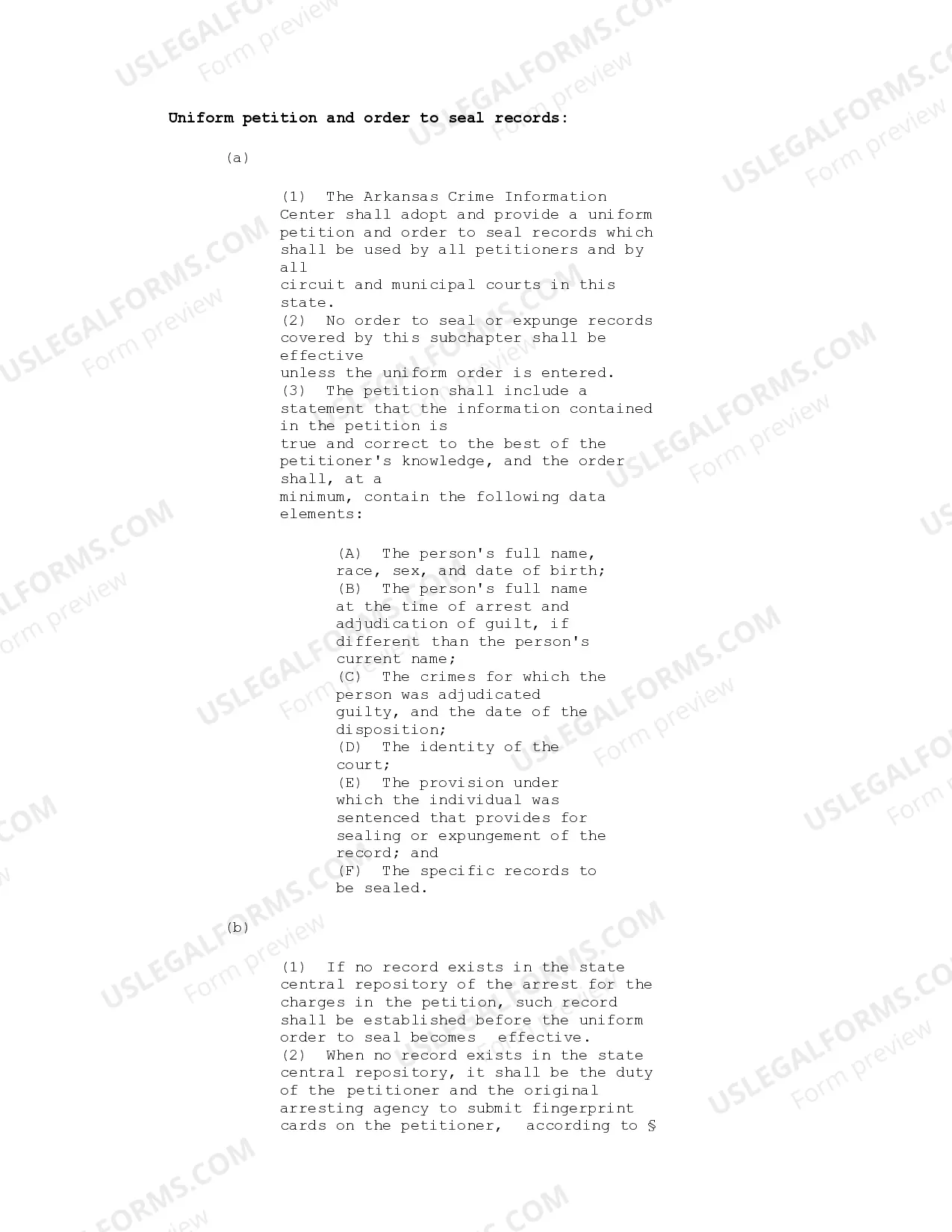 Preview Arkansas Expungement Instructions