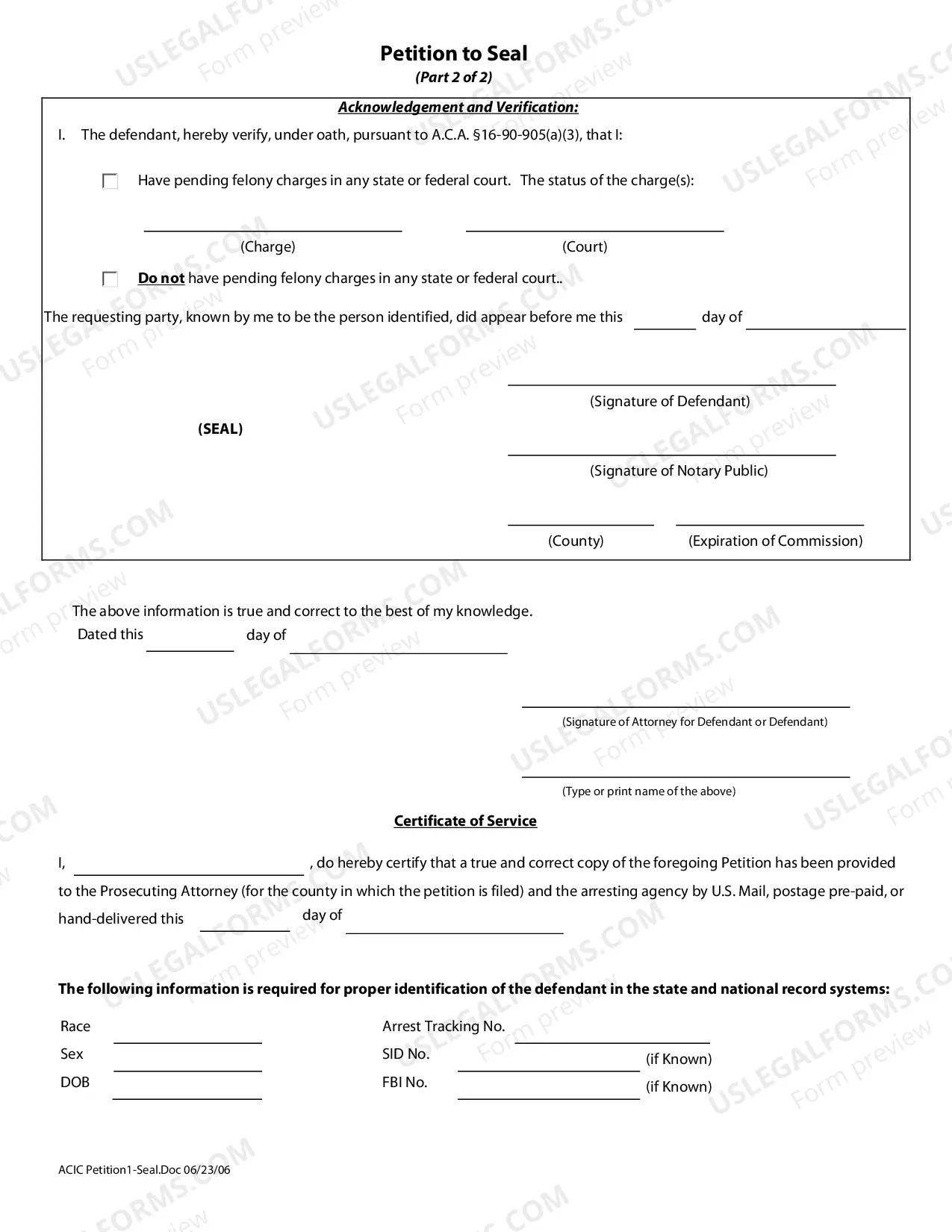 Preview Arkansas Petition for Expungement