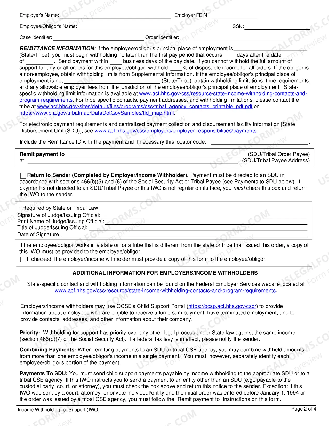 Preview Order / Notice to Withhold Income for Child Support
