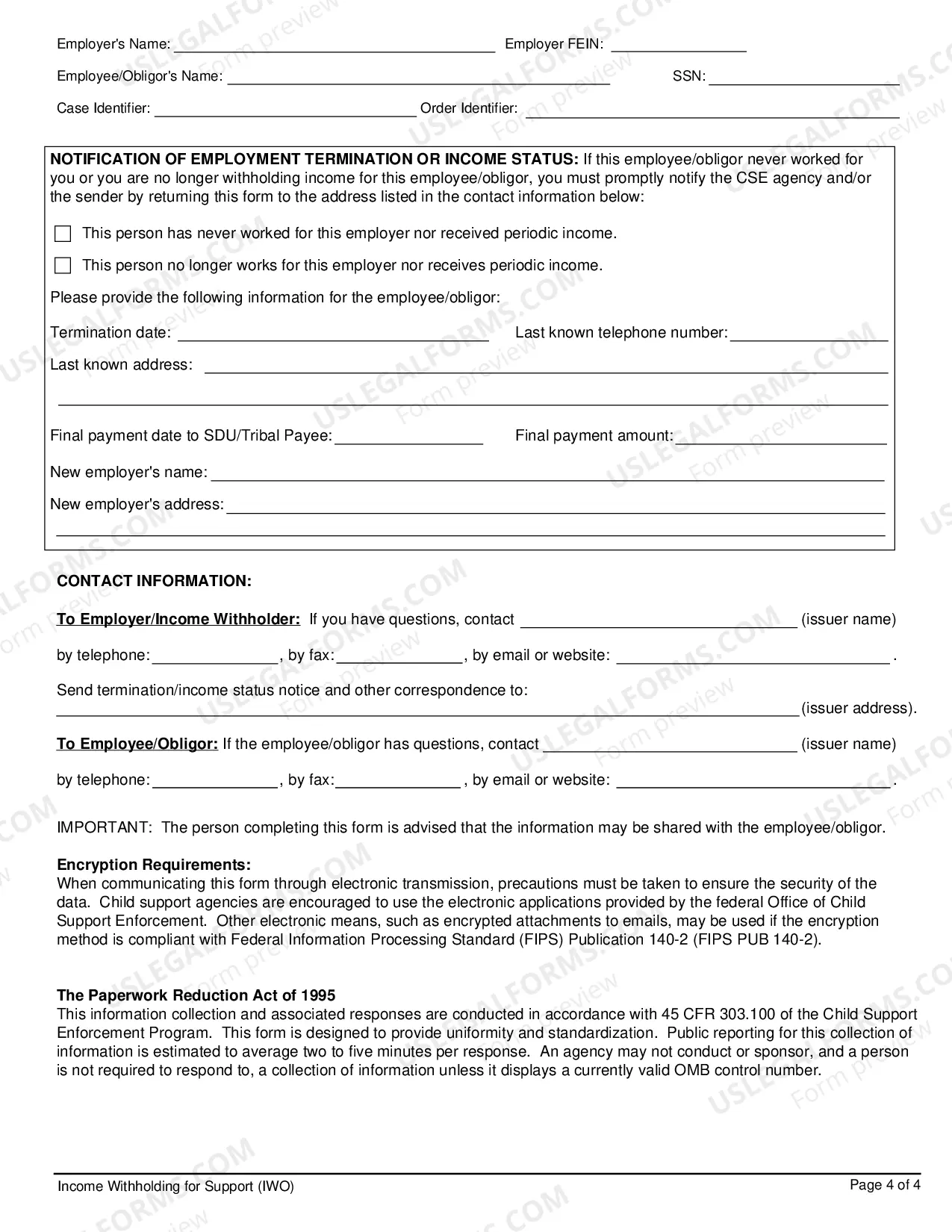 Preview Order / Notice to Withhold Income for Child Support