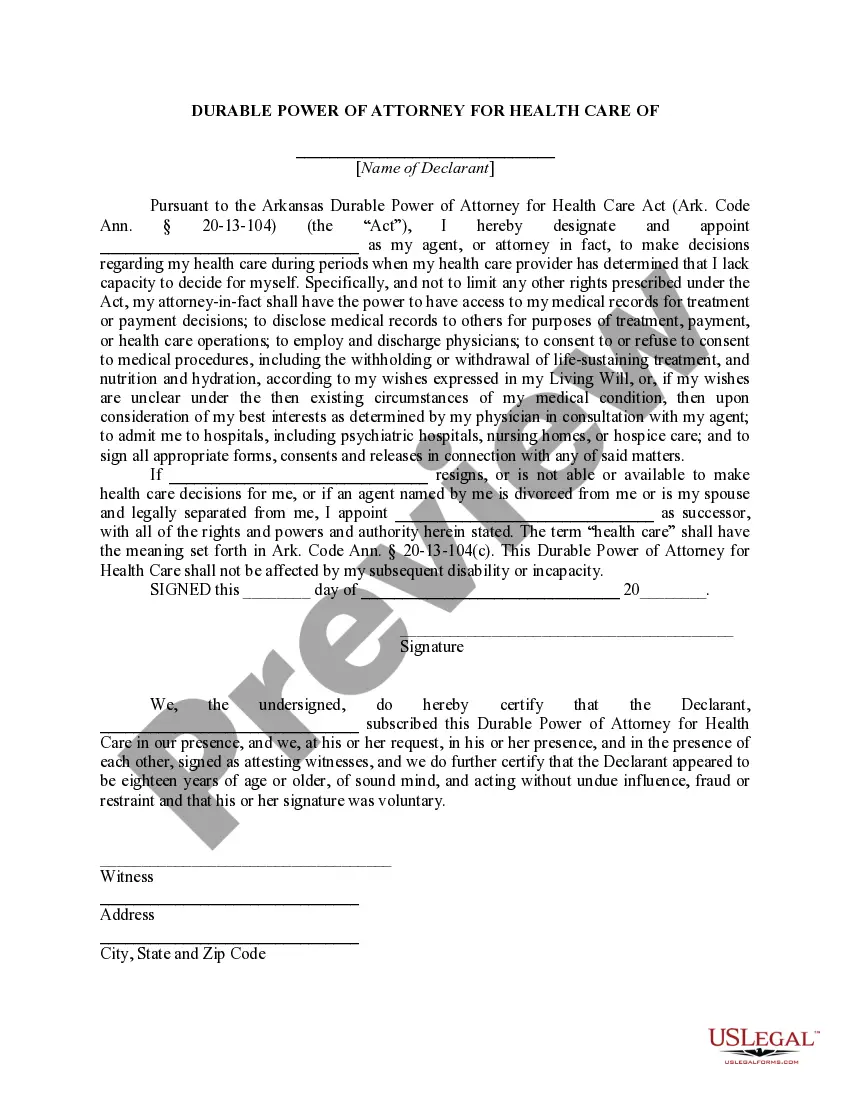 Preview Living Will and Durable Power of Attorney for Health Care