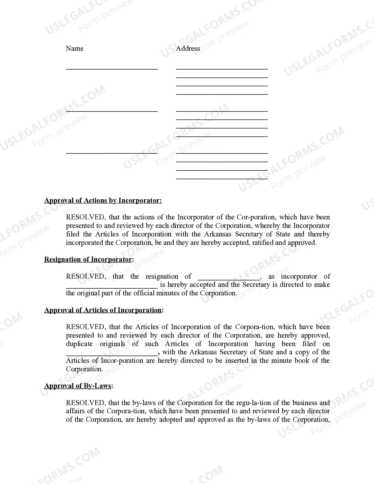 Preview Minutes for Organizational Meeting